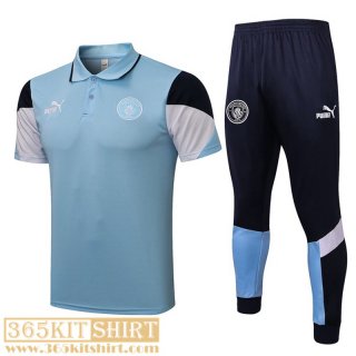Polo Shirt Manchester City Blue ciel Mens 2021 2022 PL157