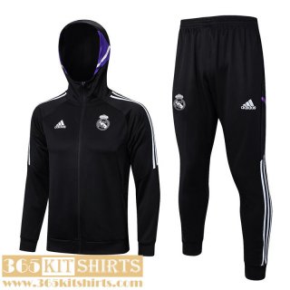 Hooded Jacket Real Madrid noir Mens 2023 2024 JK712