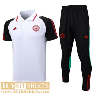 Polo Shirt Manchester United White Mens 2023 2024 PL699